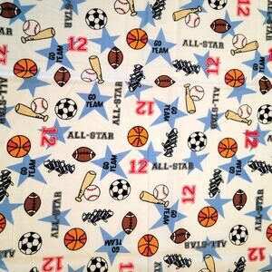 Cotton Fabric All Star Sports Balls Megaphone Joann Fabrics Football  34 x 43”